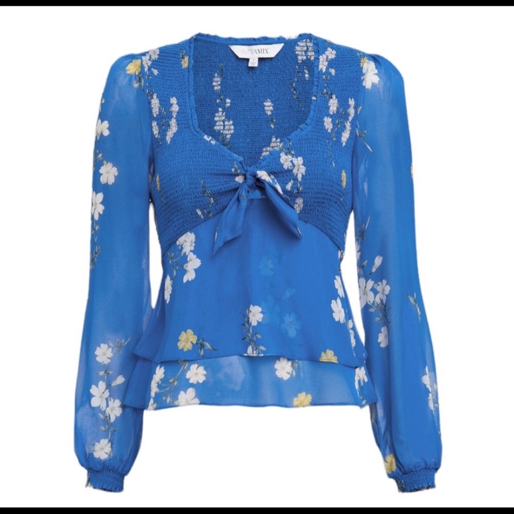 Intermix Lucia Silk Smocked Top